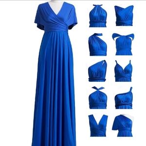 Elegant Blue Multi-Way Maxi Dress